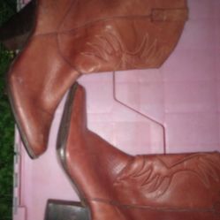Vintage Red Leather Cowgirl Boots