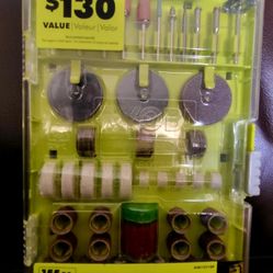 NEW RYOBI 155 Pc Rotary Tool Accessory Bit Kit With Storage Case Ryobi A981551