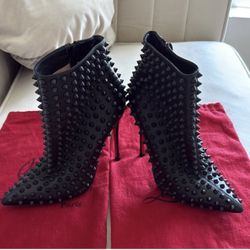 Christian Louboutin Black Heeled Boots with Spikes
