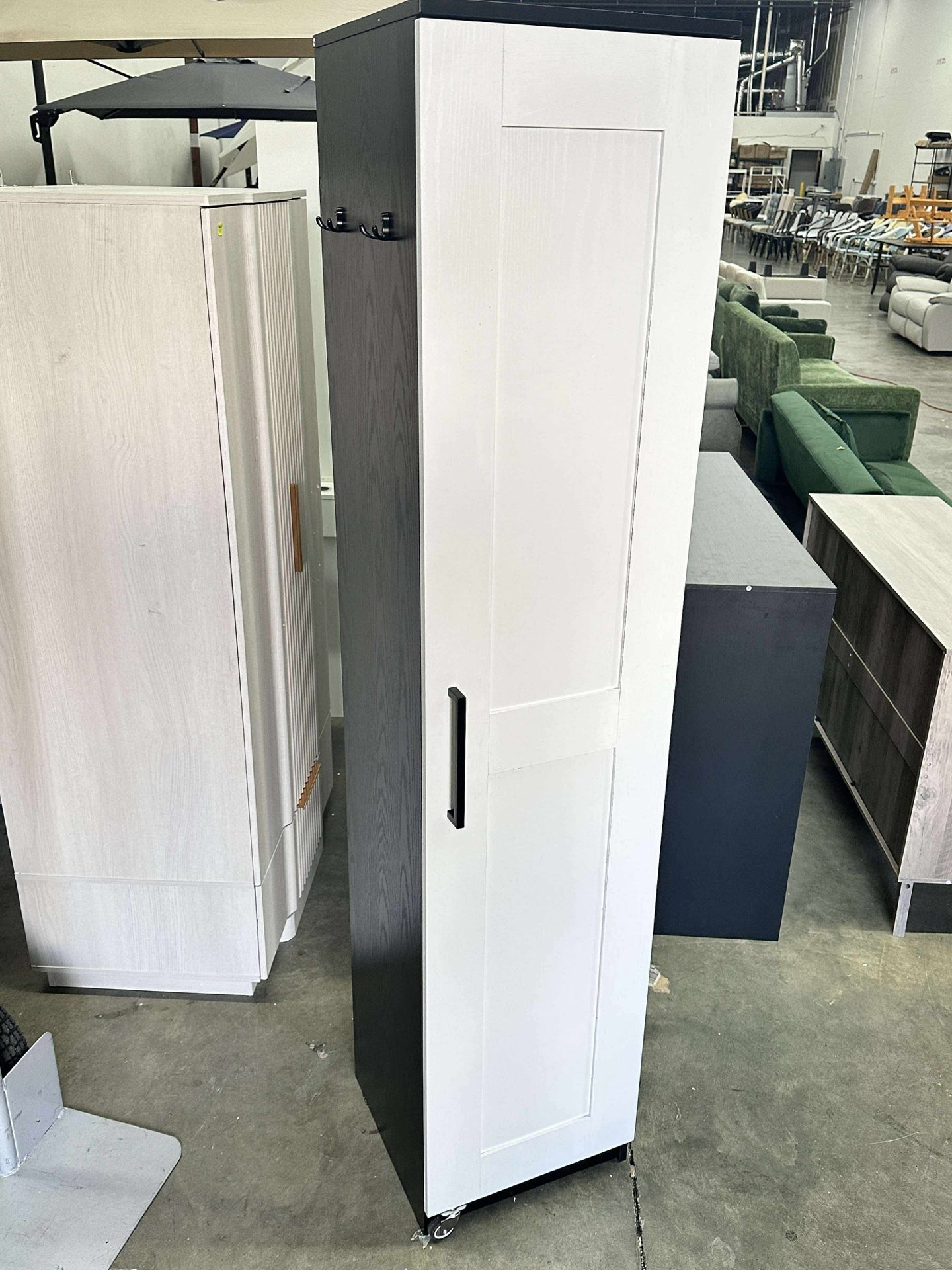 Small Kitchen Pantry Cabinet 72" for Narrow Space, with Single Door and Adjustable Shelves,