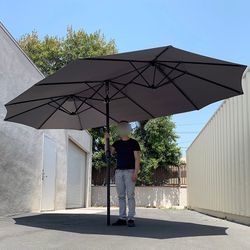 Brand New $95 Large 15 FT Double Sided Umbrella Outdoor Patio Garden Yard (Weight base not included)