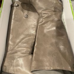 Gray Leather Boots Size 8