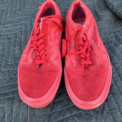 Vans Old Skool Tonal Toro Red Checkered Canvas/Suede Lace-Up Skate Shoes MENS 7 / WOMANS 8.5