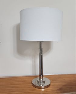 Modern Chrome Table Lamp with White Shade