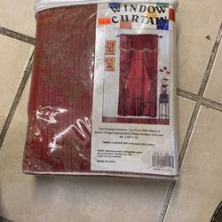 Bathroom Essentials Two Panel With Attached Bullion Fringed Valance And Rope Tie Back And Liner 60”x84”x18