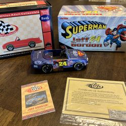 Jeff Gordon NASCAR Superman Die Cast Car Bank 