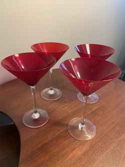 Set of 4 ruby red martini glasses