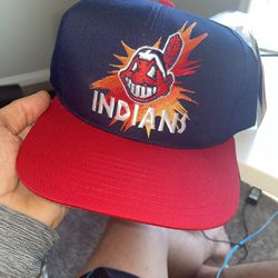 Nwt Vintage Snapback Cleveland Indians Hat Chief Wahoo Splash Back Rare New