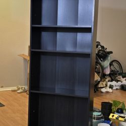 Like New-Furinno Jaya 5-Tier Bookshelf / Bookcase (Black) – Tall Storage Shelf $35 Cheap price