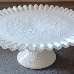 Vintage Fenton Silver Crest Spanish Lace Cake Stand