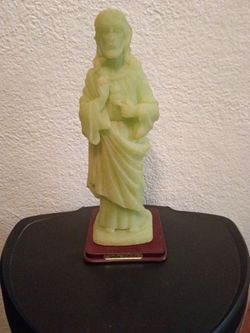 Sacred Heart Jesus Figurine on Wood Base