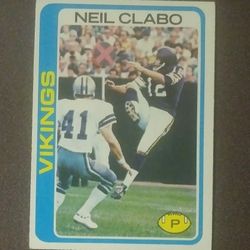 1978 Topps Neil Clabo Minnesota Vikings #199 HOF Hall Of Fame Punter Football Card Vintage Collectible NFL Pro