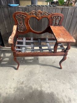 Antique Victorian Carved Wood Settee Frame