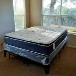 NEW QUEEN PILLOW-TOP MATTRESS AND BOX SPRING - 2PC