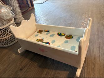 Wooden baby doll cradle