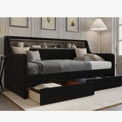 Apholstered Black StorageTwin Size Daybed*NO Mattress 