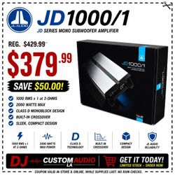 JL Audio JD Series Monoblock Class D Subwoofer Amplifier 2000 Watts JD1000/1 🚨 Payment Options Available 🚨 No Credit Needed 🚨 