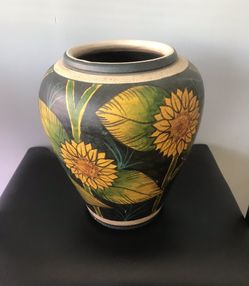 Hand Painted Ceramic Vase 12”