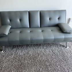 Gray leather sofa 