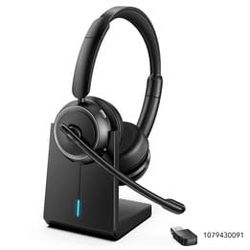 ANC & ENC Wireless Headset with Mic for Work(Flip-to-Mute & Dongle)