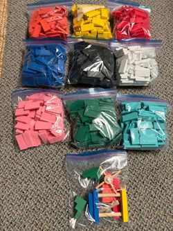 Colored Wooden Dominoes Set with Accessories