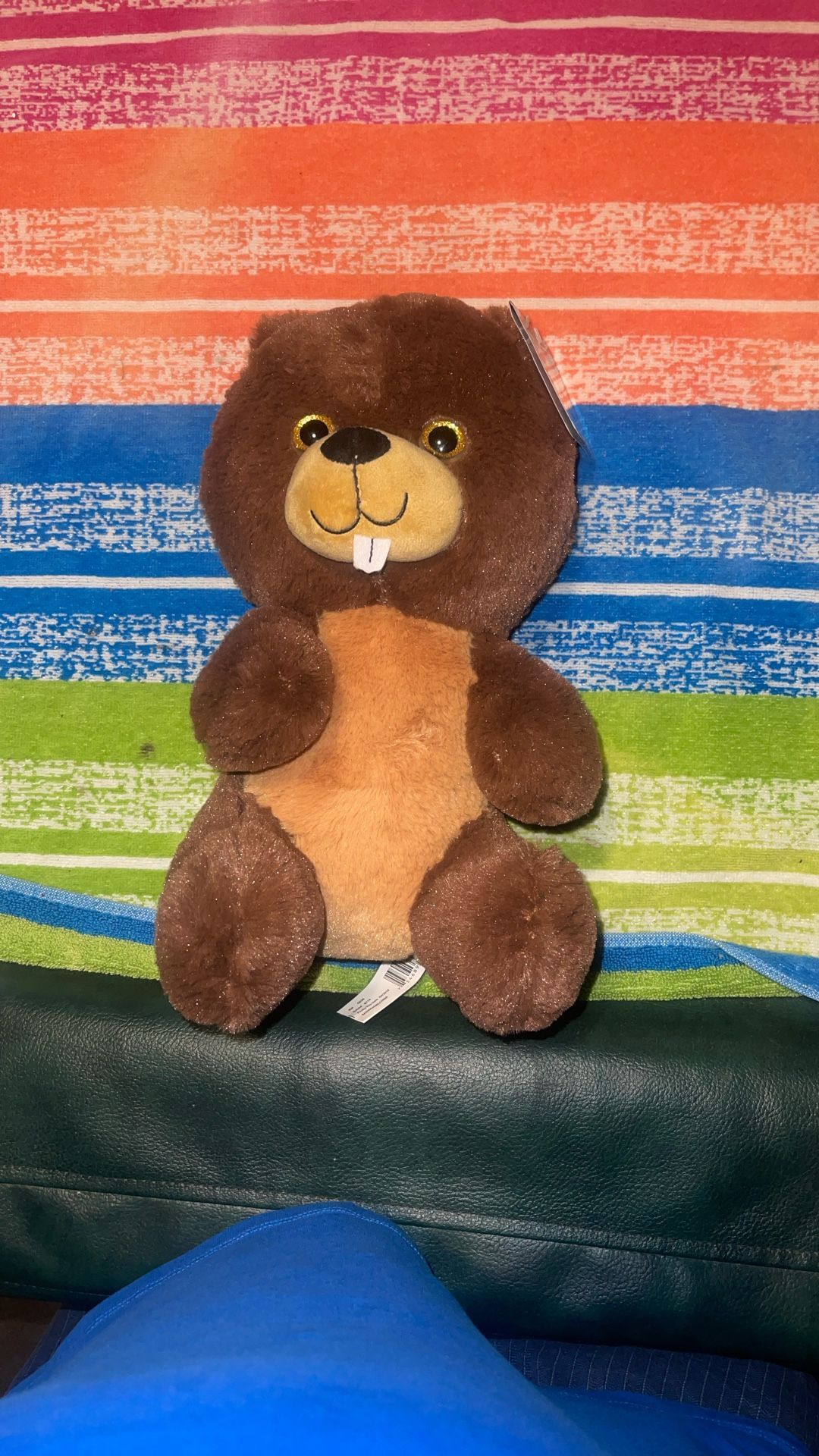 Kellytoy Beaver Plush Stuffed Animal With Tag Brown 12" Soft Toy Seated Sparkle Eyes