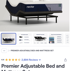 Never used unopened Nectar Premier hybrid queen mattress with premier adjustable bed frame