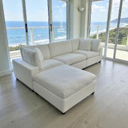 White Cloud Sofa Modular  Fetagers Washable Cushions Performance Fabric Stain Resistant 