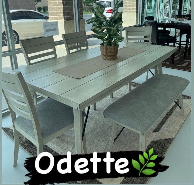 White Sands Dining Set 4 chairs with bench💫 SPECIAL No credit check! by Odette 🚛