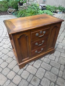 Wood Nightstand with Drawers and Side Panels