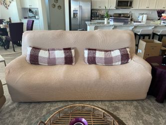 Camel Colored Sofa with Cover