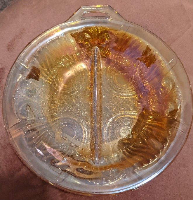 Antique Orange Carnival Glass Dish Flawless Condition