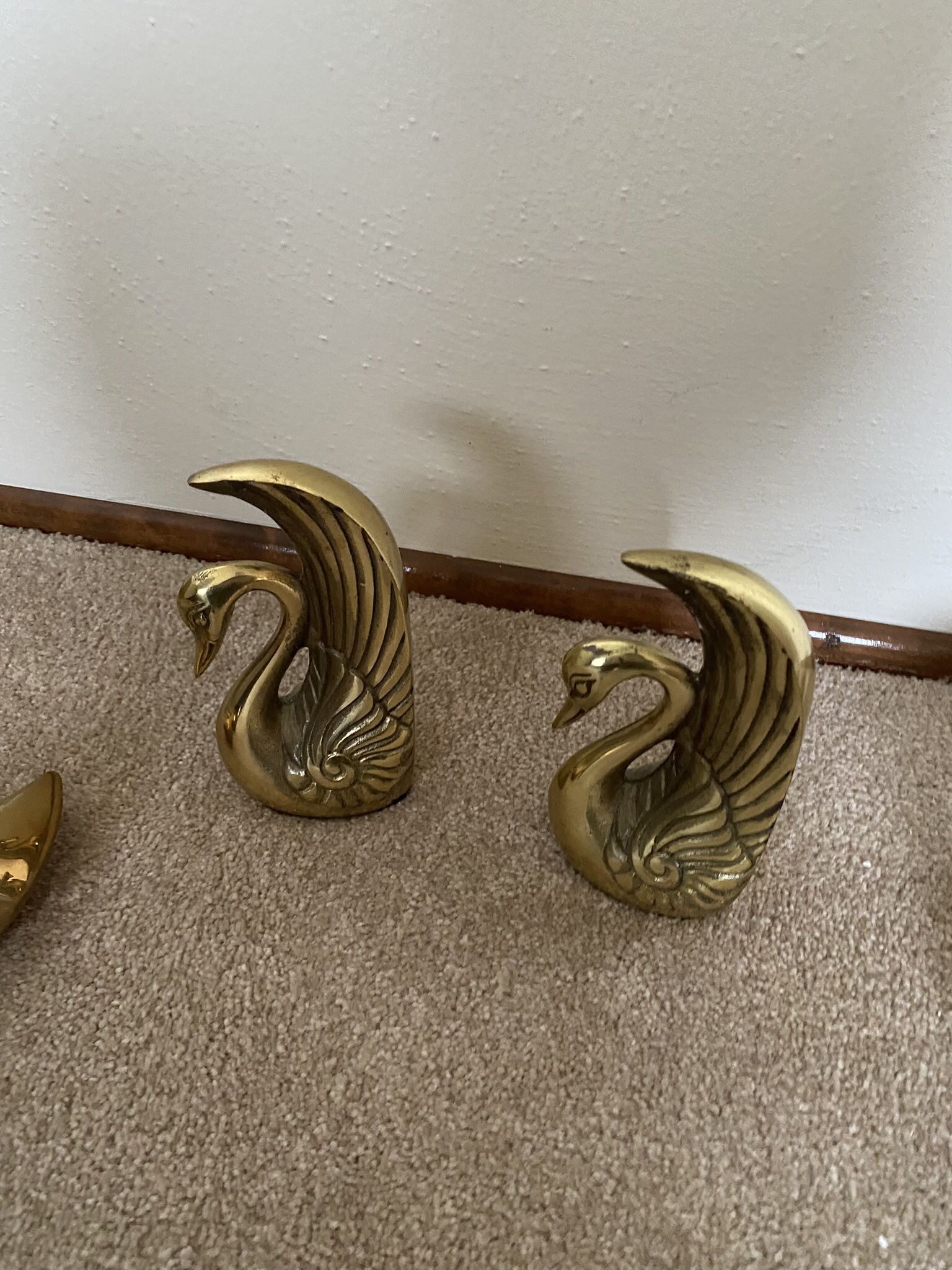 Brass Swan Book Ends - Quantity 2
