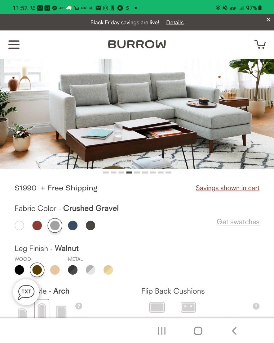 Burrow furniture sale deals