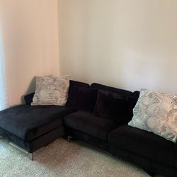 Black Couch Chaise Living Room Office Bedroom 