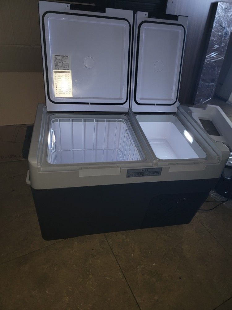 12 Volt Refrigerator Car Fridge - 40QT(38L) Dual Zone Electric Cooler, Car Refrigerator -4℉~68℉, Portable Refrigerator 12/24V DC 100-240V A