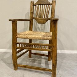 Vintage Handmade Mexican Rustic Wooden Armchair Southwestern 