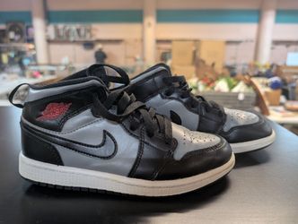 Air Jordan 1 Mid Shadow Red Kids Size 1Y Black Grey Basketball Sneakers 640734-096 Youth