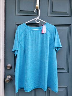 LIVI Lane Bryant Women's 22/24 Turquoise Heather Active Tee NWT Moisture Wicking Plus Size