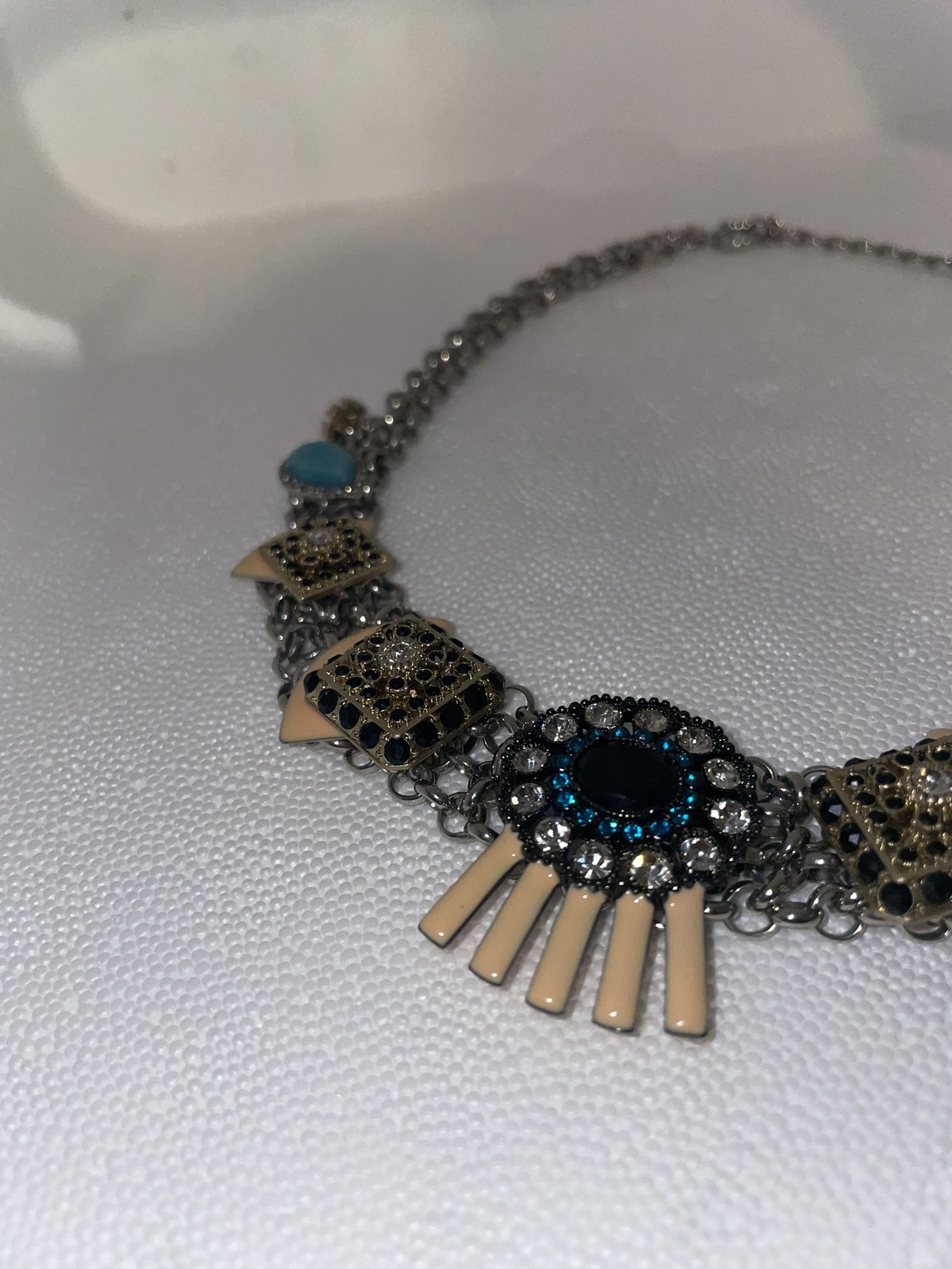 ZOE + SYD Color Treated Blue Jade Medallion Necklace