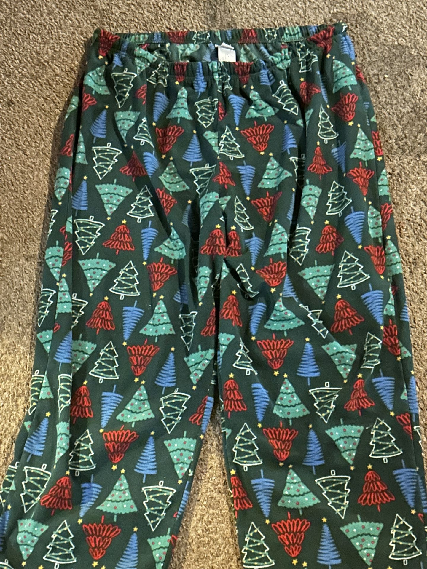 Christmas Pajama Pants And Black Leggings And A Bedtime Shirt