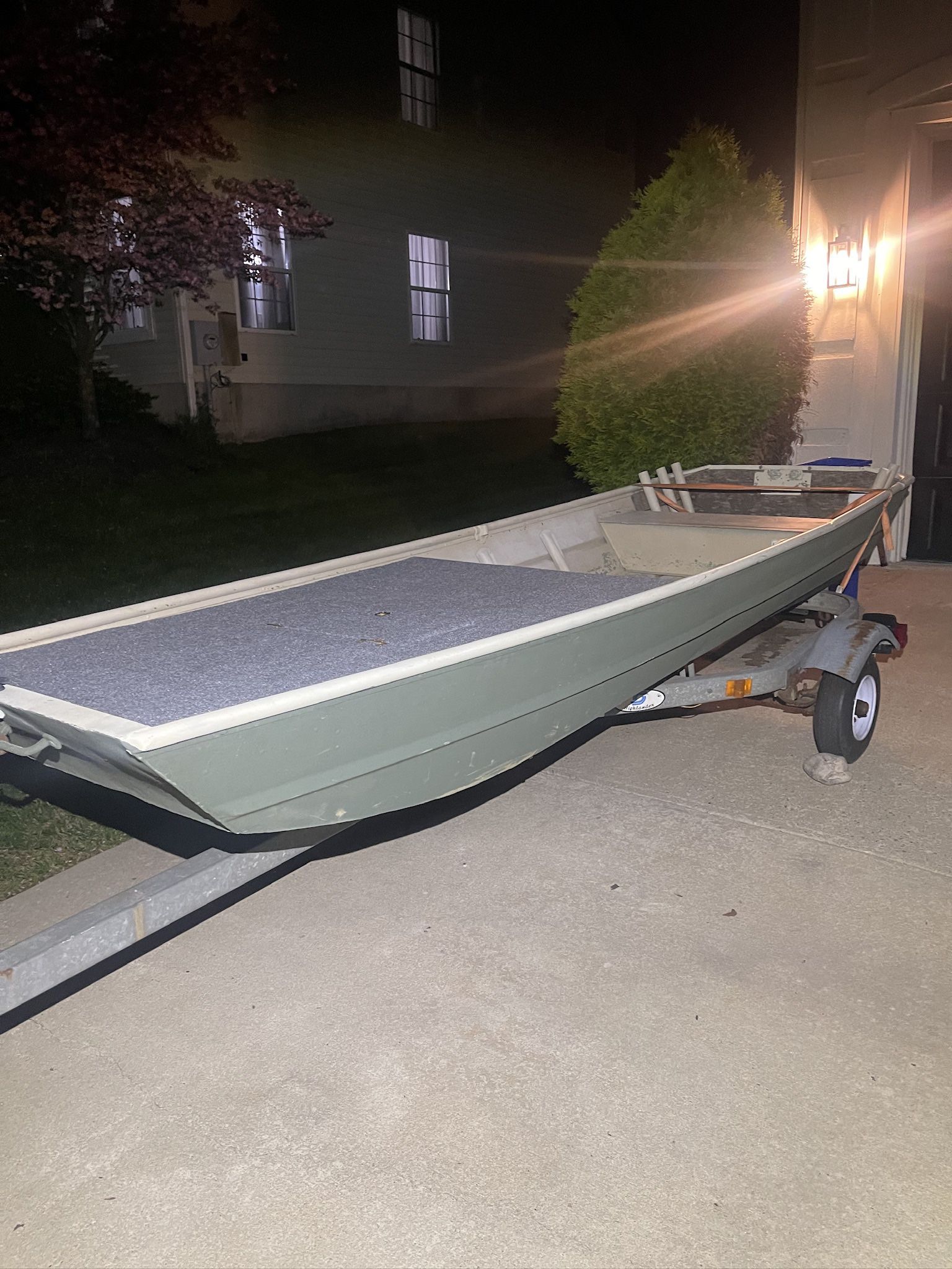 12’ flat bottom jon boat and trailer 