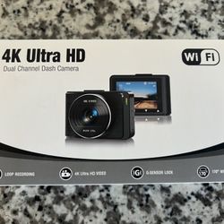 Dual Dash Cam 4K Camera & 1080p Rear Camera Wifi Parking Mode G-sensor With 64GB Micro Sd Card 