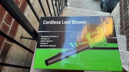 (New in box) 21V Cordless Leaf Blower with 2 Pack 6.0Ah Batteries (Black Green) 6 Speed Lightweight Electric Blower with Fast Charger, Ideal for Clear