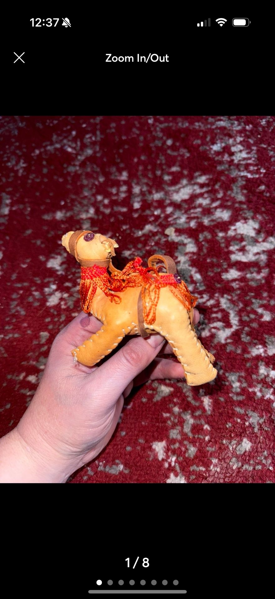 vintage handmade leather camel figurine