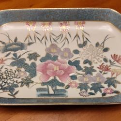 Hand painted 4" X 6" Floral Tray Plate