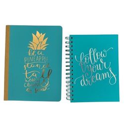 PEN & GEAR Composition Book & Spiral Dot Grid Journal Set Turquoise Gold Silver