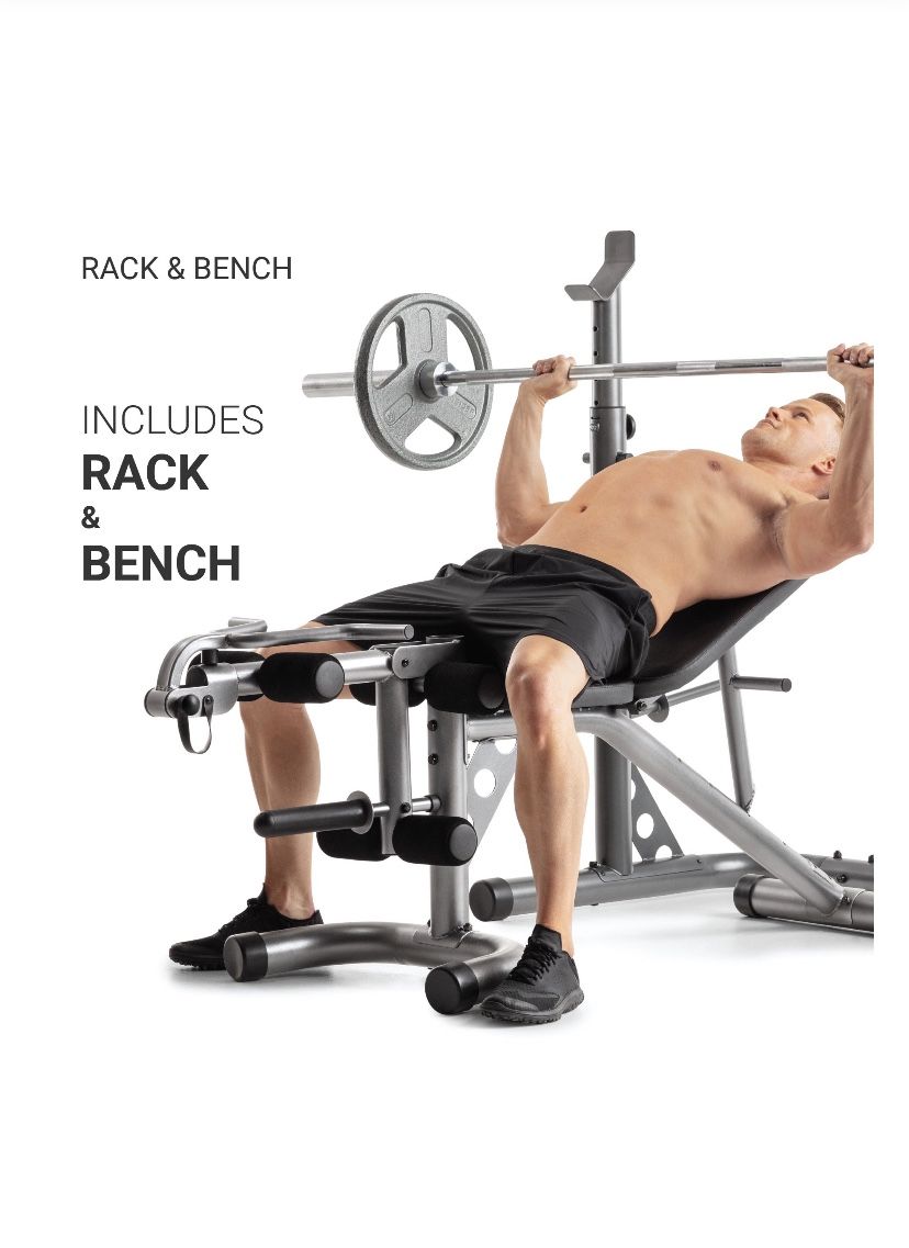 Leg Extension Weider Olympic Workout Bench With Squat Rack Weider