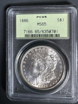 1886 $1 Morgan Silver Dollar PCGS MS65 Old Green Holder OGH Gem UNC Luster