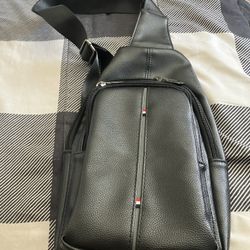 West End Black Faux Leather Crossbody Sling Bag Backpack with Adjustable Strap